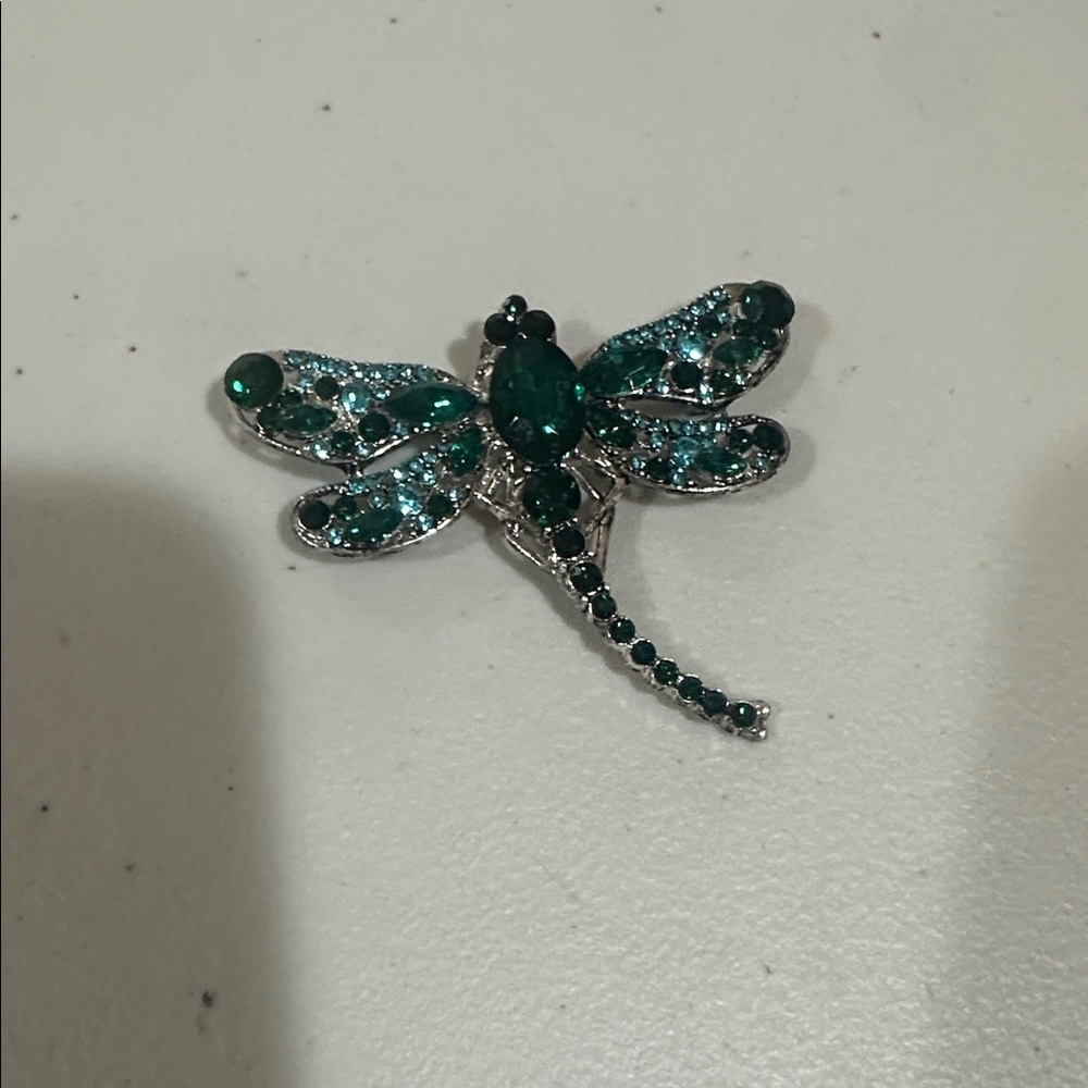 Emerald & Black Dragonfly Brooch Pin - Women JewelryNew - Picture 2 of 6